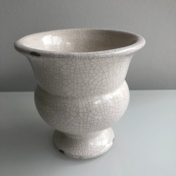 NWT - Ivory Crackle Cache Pot Vase - Picture 1 of 4